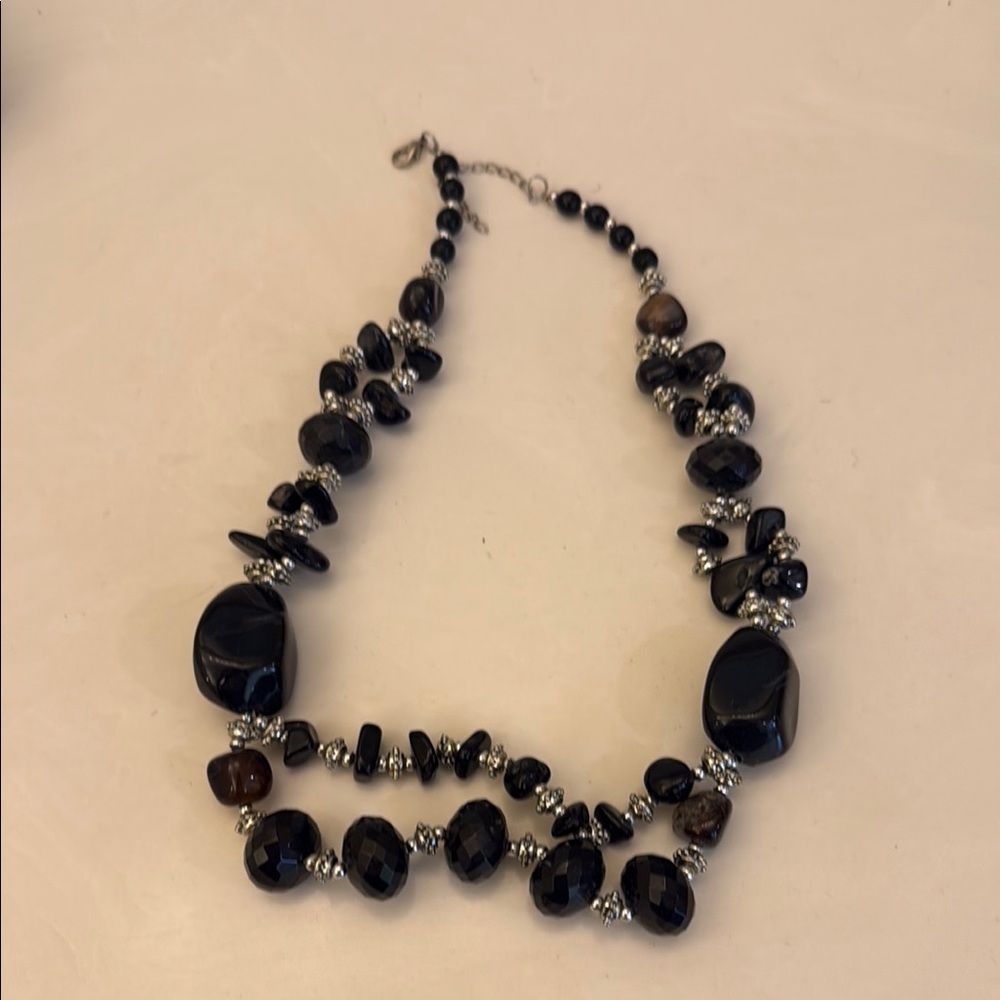 Elegant Black Beaded Necklace